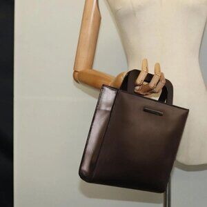 GUCCI Hand Bag Leather 2way Brown Auth